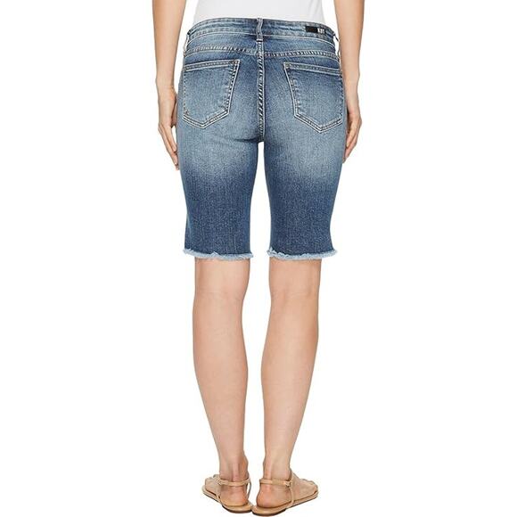 KUT from the Kloth Womens 0 Comrade Blue Sophie Bermuda Jean Shorts Denim O16-12 - Picture 2 of 9